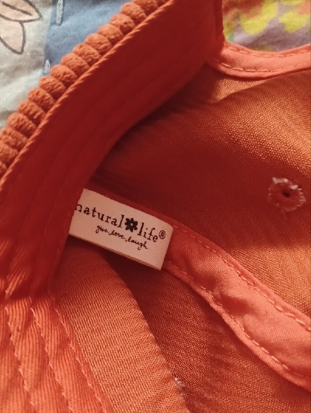 NATURAL LIFE Corduroy Floral Embroidered Two-Tone Cap - Rust & Pink - Picture 3 of 4